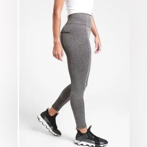 Athleta Delancey Herringbone Tights Black/ Abalone Grey